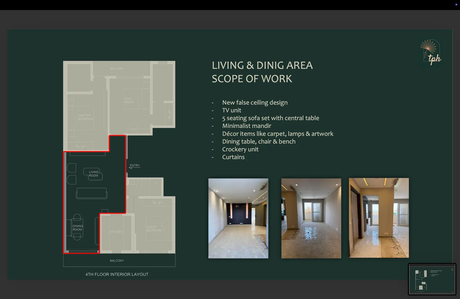Living & dining scope of work