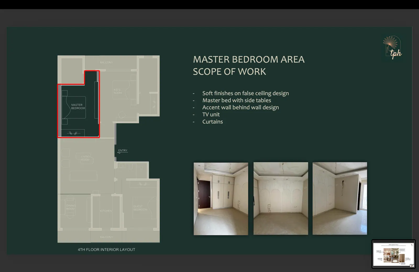 Master bedroom scope of work