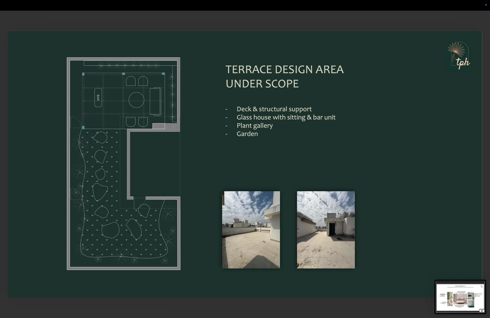 Terrace garden & glass house scope of work